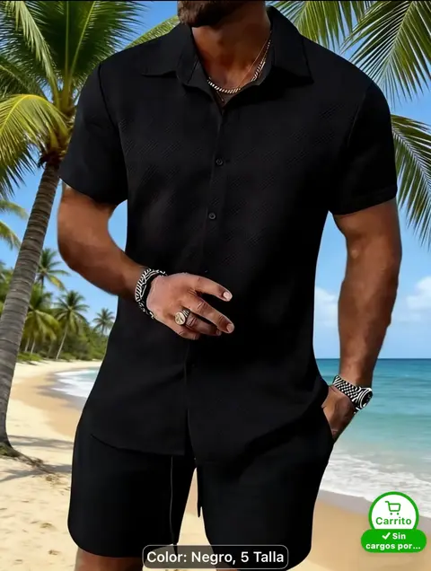 Conjunto de dos piezas labrado · Negro