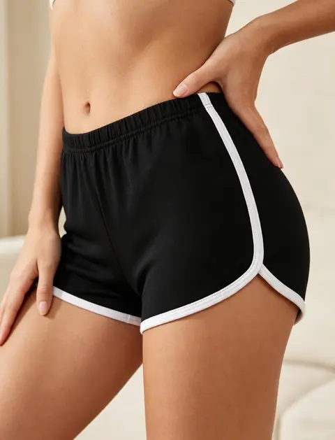 antalones cortos deportivos para mujer, pantalones cortos elásticos para correr y gimnasio para verano · Negro