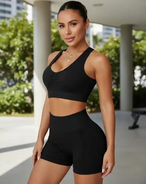 Conjuntos de entrenamiento para mujer, 2 piezas · Negro